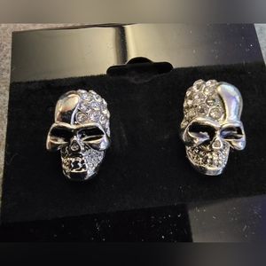 Rhinestone Skull Post Earrings